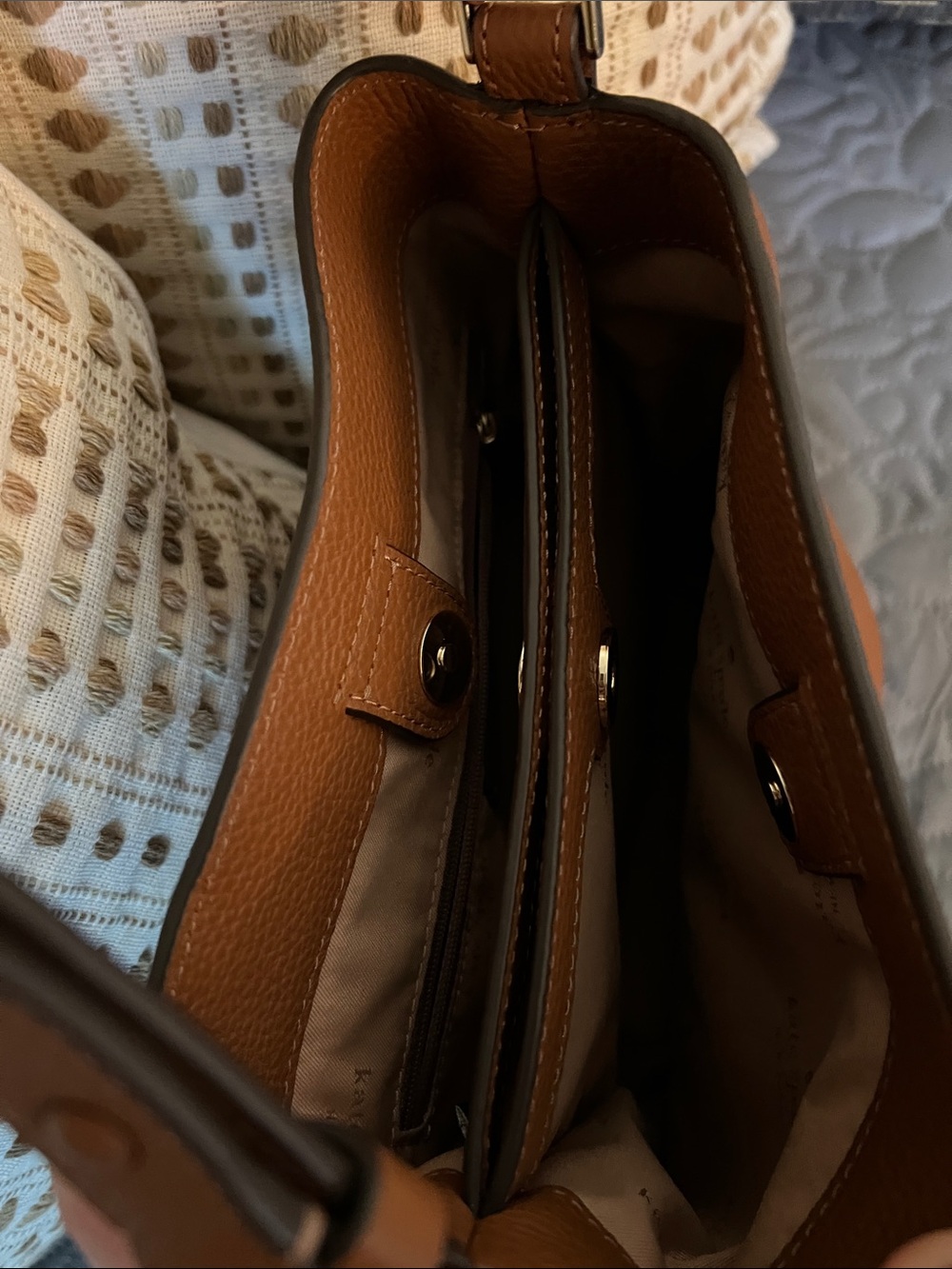 kate spade Brown Pebbled Leather Crossbody with Gold Logo - Picture 3 of 5